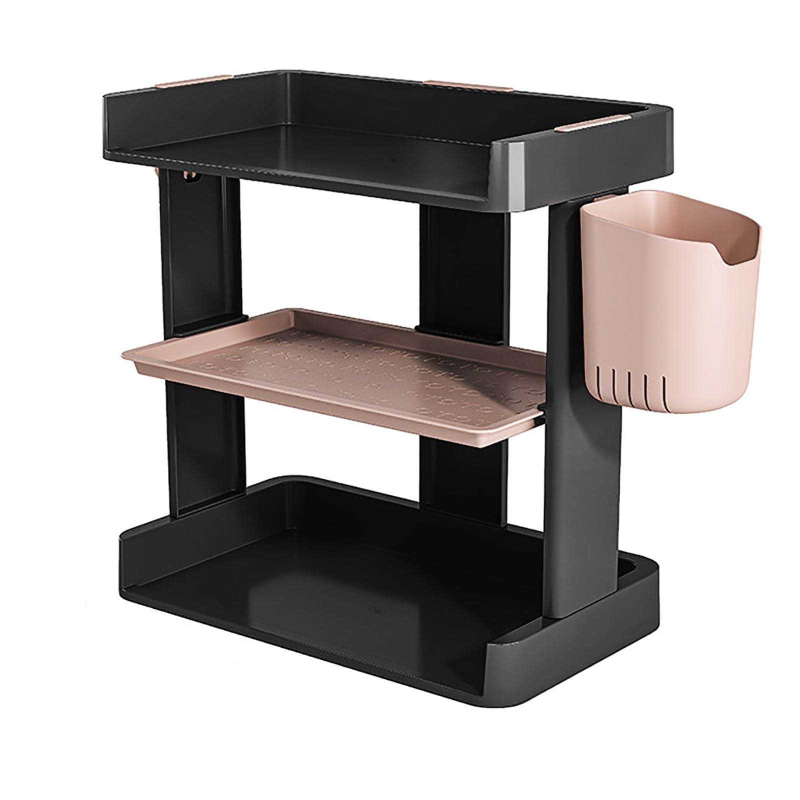 Organizador De Cosméticos De 33,5 Cm Caja De Almacenamiento De Sobremesa Para Tocador: Cuenta Con Un Diseño De Cajón Central Y Compartimentos De Almacenamiento(Black)