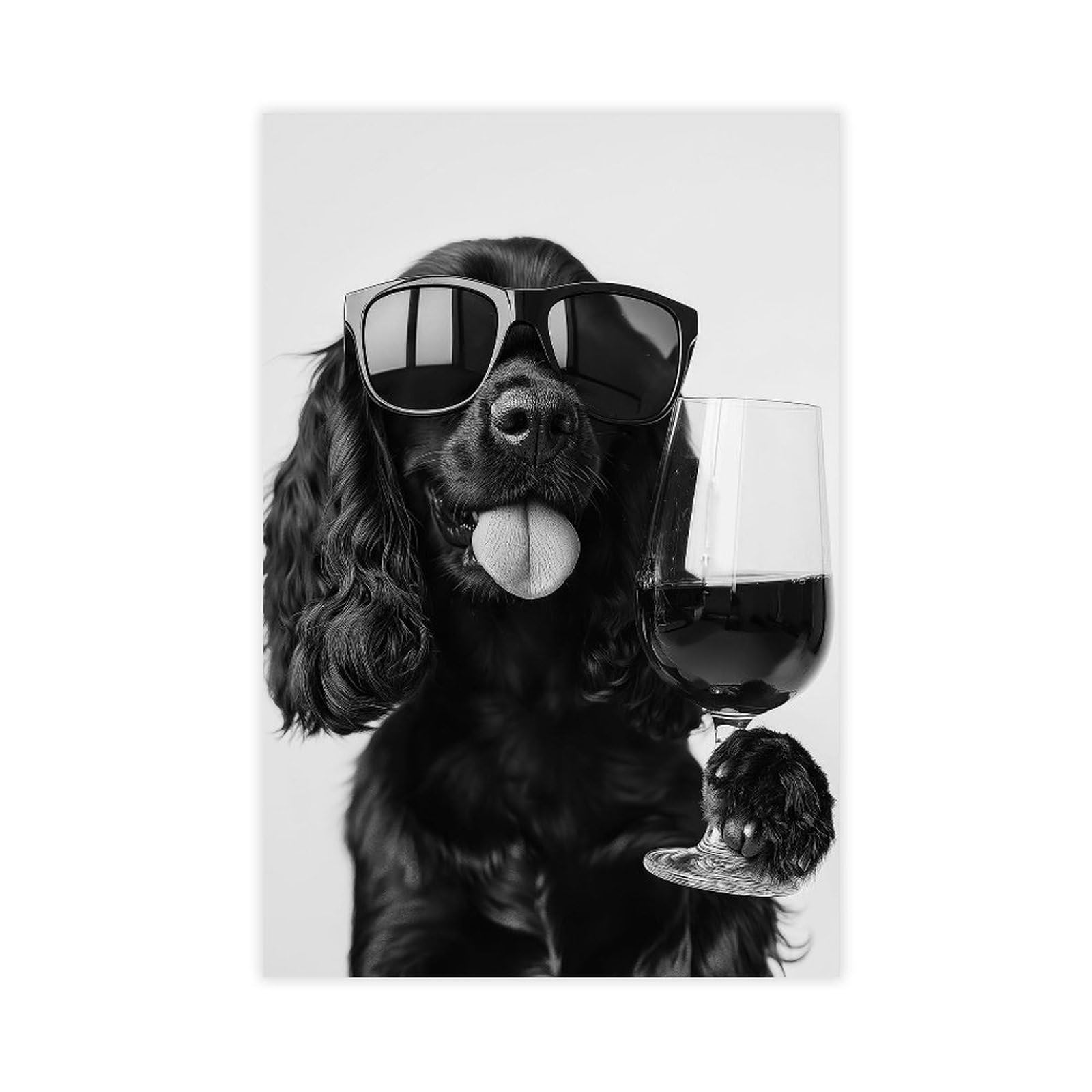 NCUDANK Black Cocker Spaniel Drinking Canvas Poster Bedroom Decor Landscape Office Room Decor Gift 16x24inch(40x60cm)