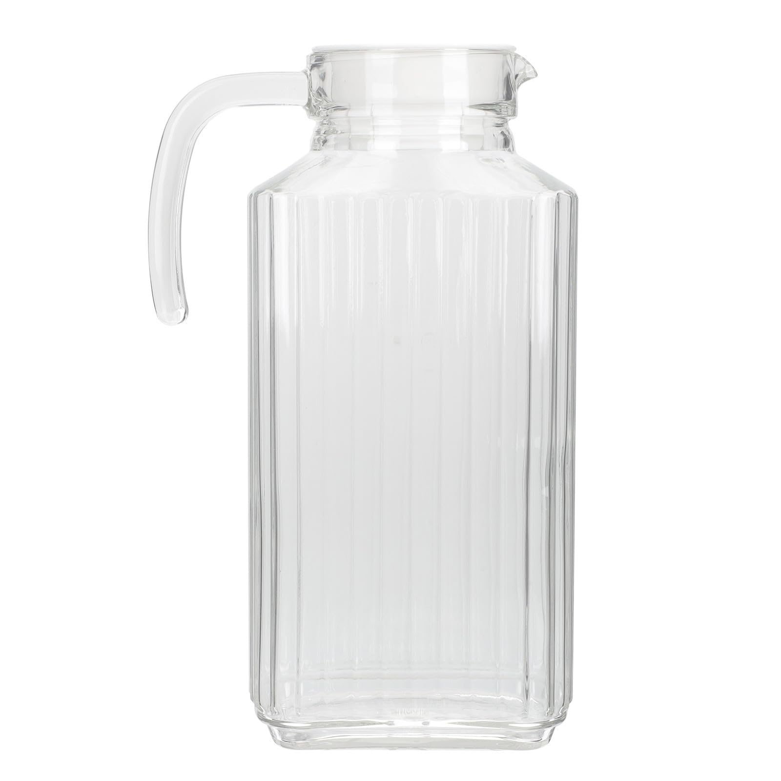 Uonlytech Jarra de Vidrio Diseño Resistente para Agua Fría de 1.7l Gran Capacidad y Tapa Funcional para Verano Adecuado para Bebidas y Jugos en Casa