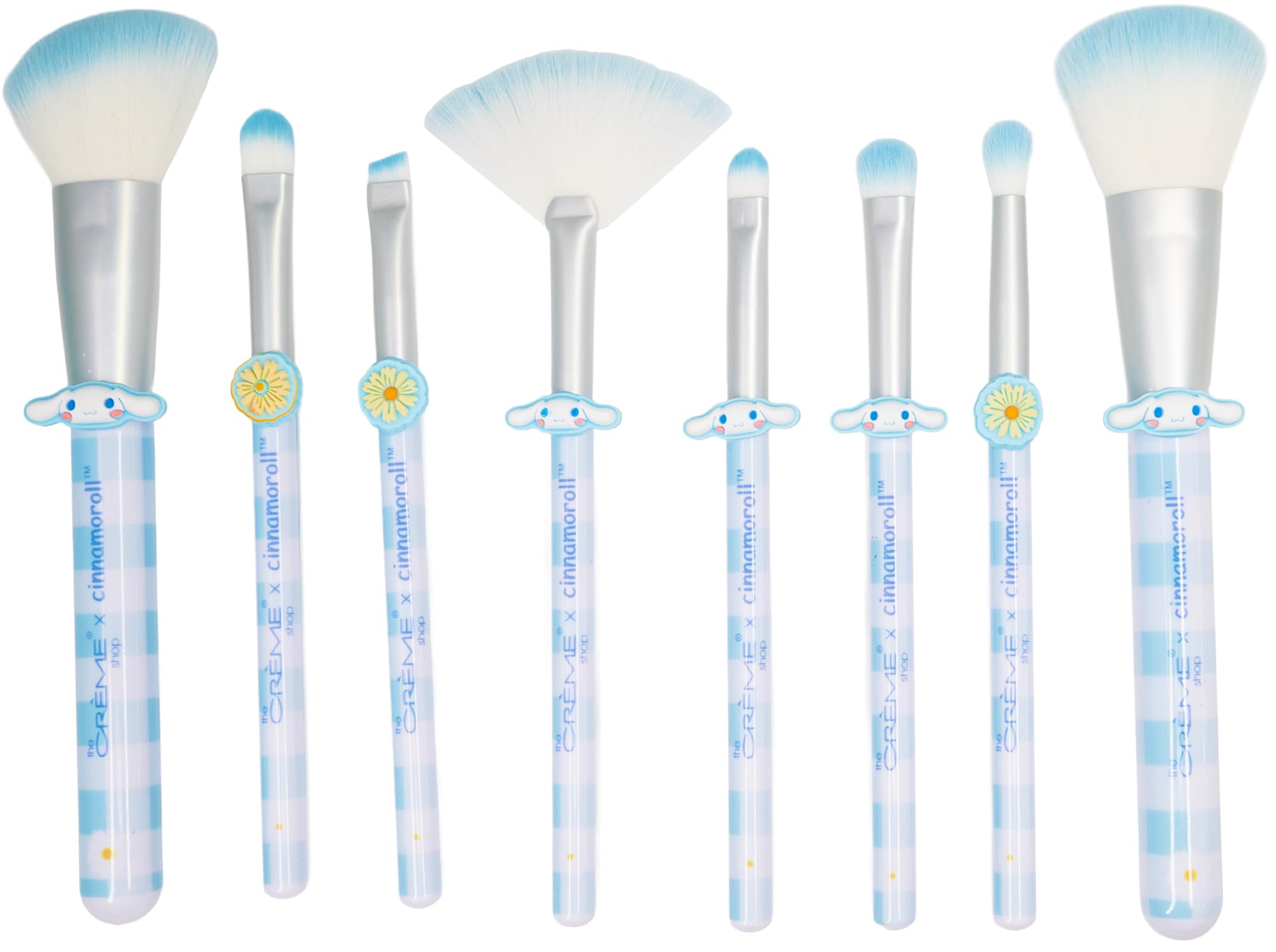 The Crème Shop x Cinnamoroll Set de 8 brochas de maquillaje – Brochas para rostro y ojos inspiradas en la belleza coreana para polvos, rubor, iluminador, sombras de ojos y difuminado