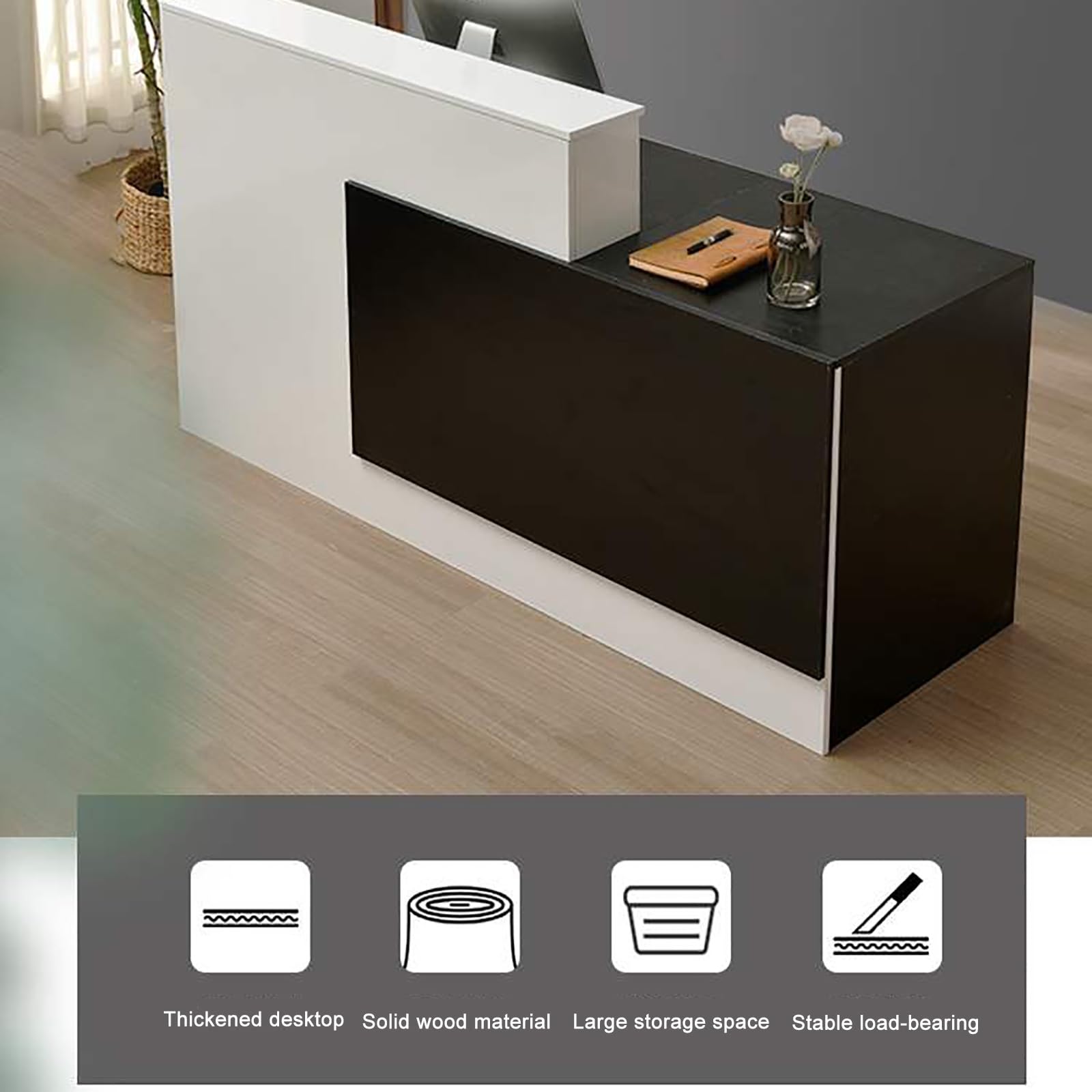 Rezeptionstresen mit abschließbaren Schubladen für Büro oder Einzelhandel, modernes Design, langlebige Konstruktion, ideal für Salon oder Empfangsbereich, Eckplatzierung