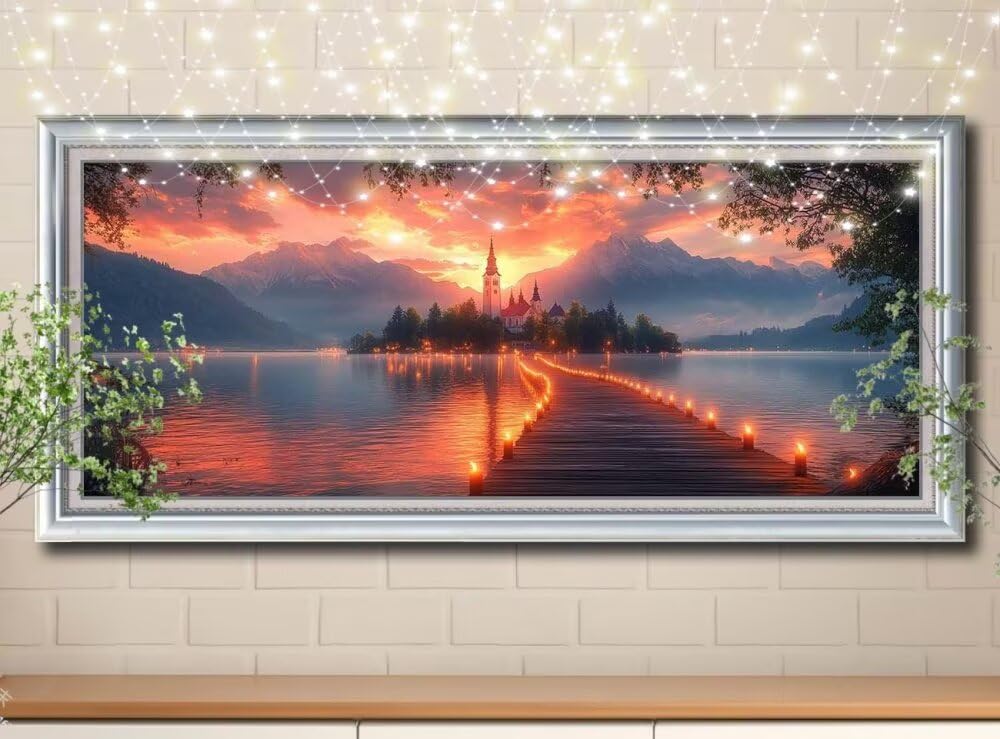 5D DIY diamentowe malowanie pełny zestaw, molo, zamek obrazy do malowania diamentami, mozaika, hobby dla dorosłych, tworzenie diamentowych kryształowych obrazów artystycznych do dekoracji domu 80 x