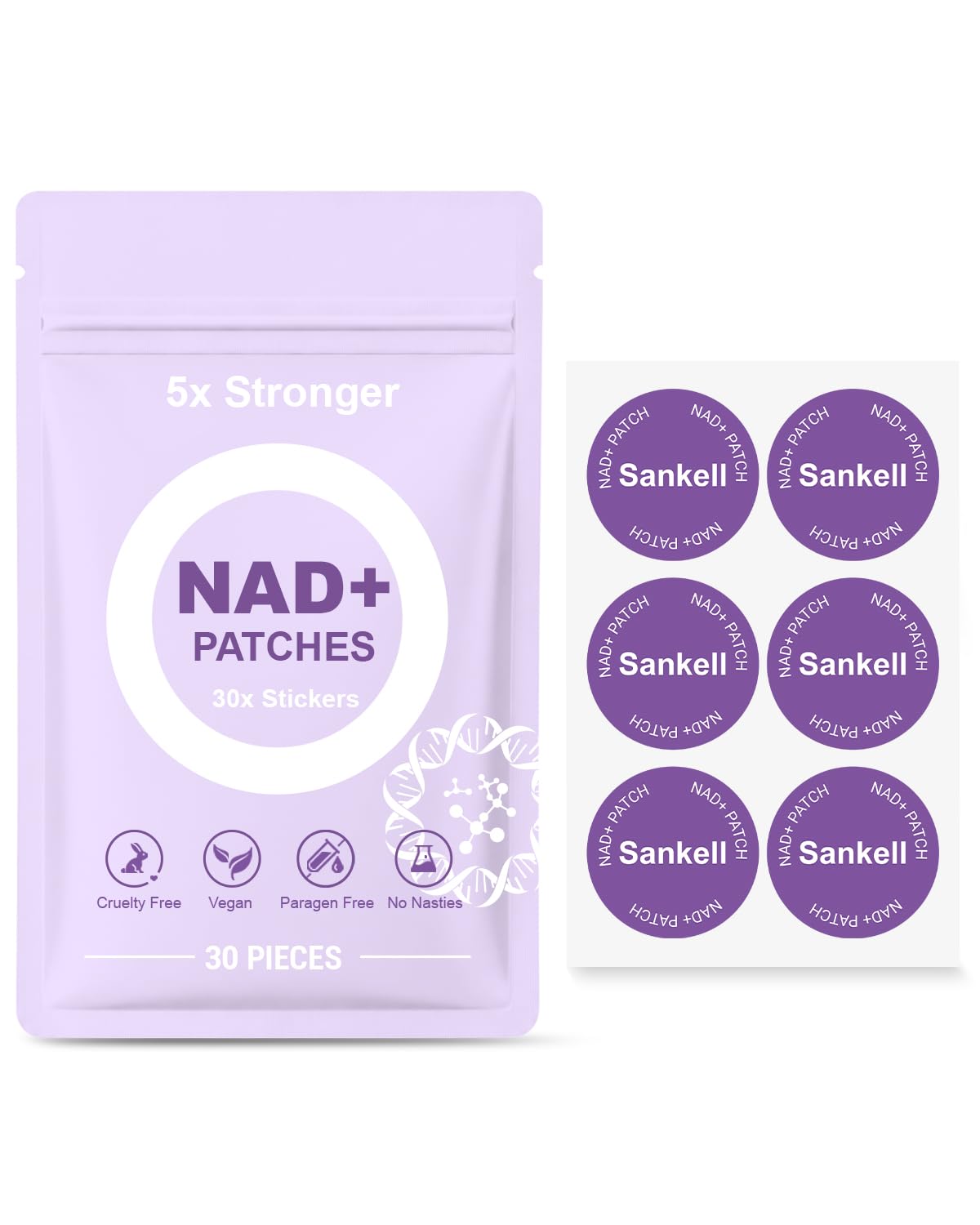 NAD+ Lifestyle Patches for Men & Women,Daily Body Wellness Stickers (30 Ct) Purple 30 Count (Pack of 1)