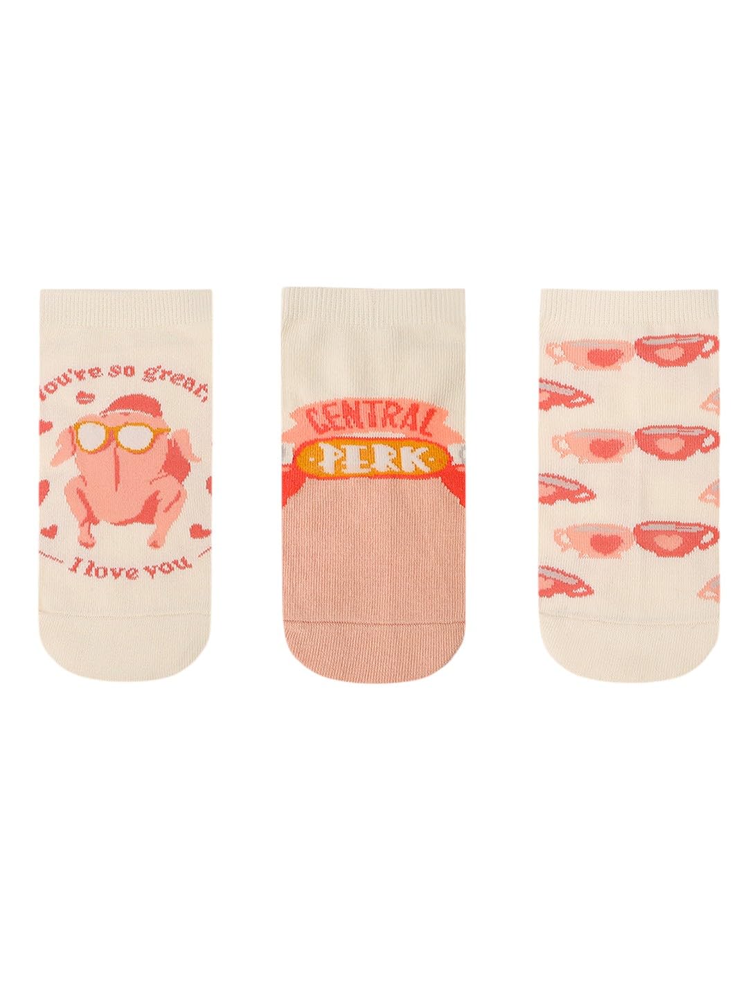 SocksXpress Friends Women’s Low-Cut Ankle Socks | White, Pink, Purple | Official Central Perk | Combed Cotton with Elastic Arch Support | Nostalgic, Comfortable Everyday Style | Pack of 3-image-32