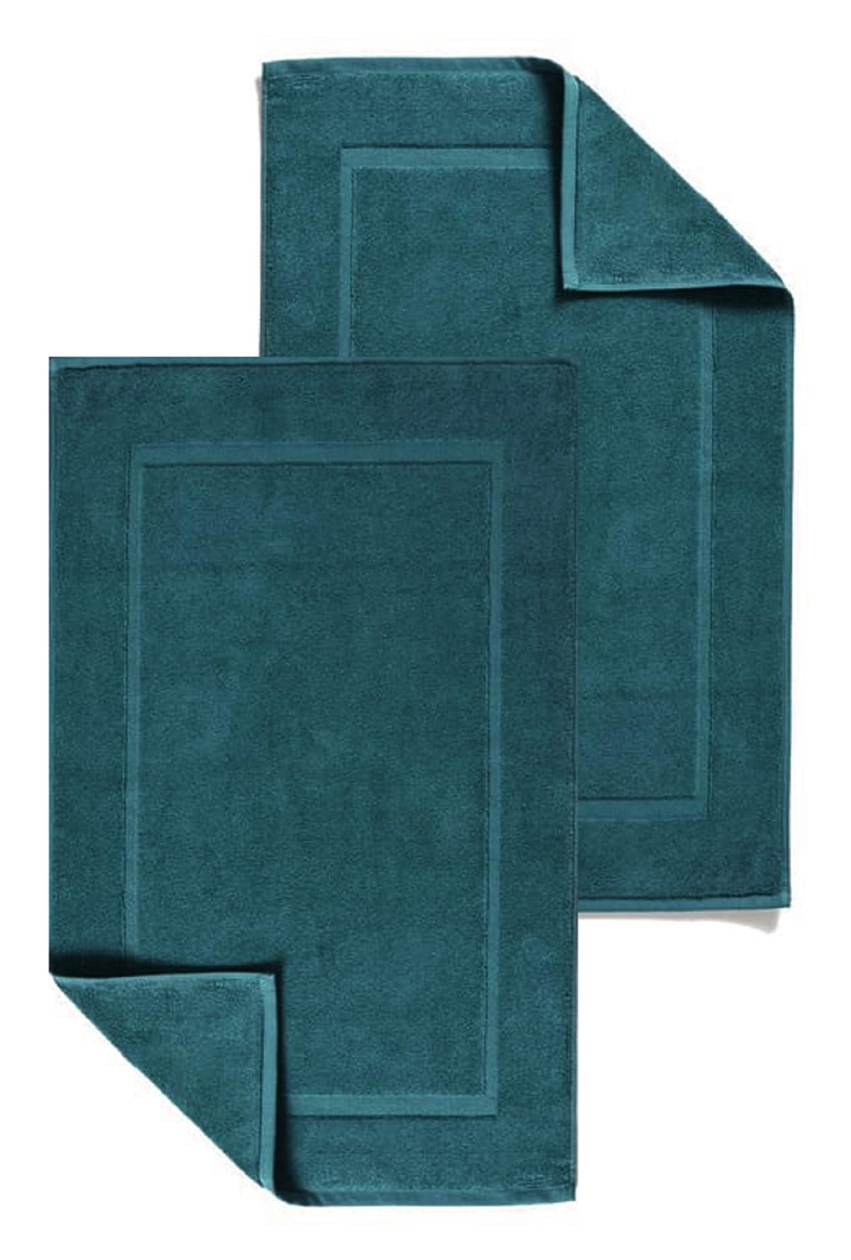 Textile Do 2 Piece Cotton Bath Mats Terry Toweling Bathroom Rugs 1000 GSM Super Soft and Absorbent Floor Mat, Bathroom Shower Mat Set (Cotton, Blue Lagoon)