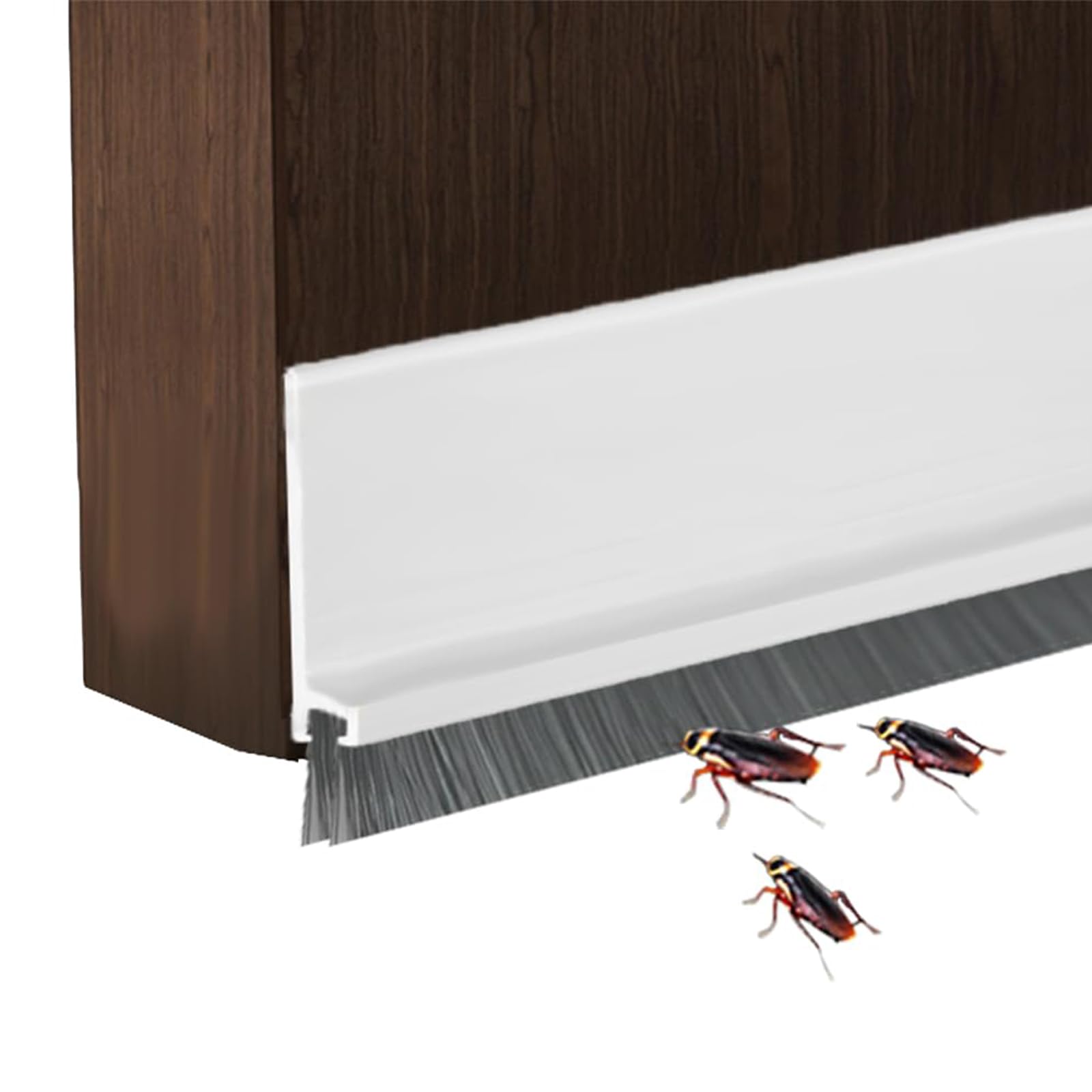 Irikdescia® Burlete de puerta con cepillo para reducción de ruido, burlete en forma de H, para reducir el ruido, escoba ajustable, limpieza (blanco)
