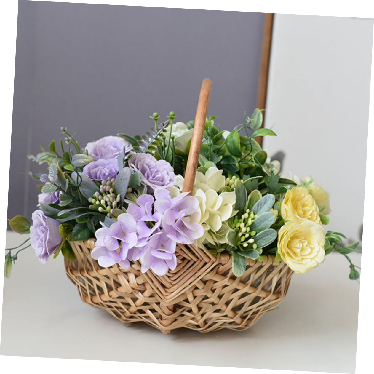 2stücke Teiliges Handgewebtes Blumenkorb Henkel Tragbar Und Leicht Natürlicher Rattan Flechtkorb Für Hochzeiten Blumenarrangements Als Geschenk Oder Deko Im Landhausstil Geeignet