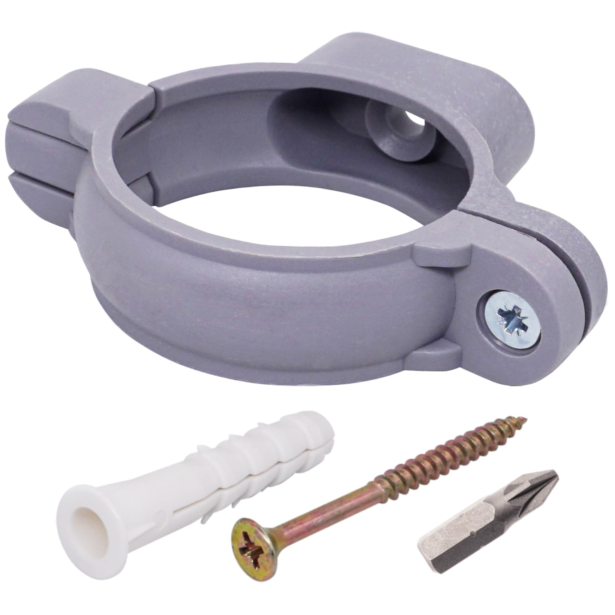 SKIR'CO (20 pezzi) Fascette in plastica grigie per tubi da 50 mm, supporto in plastica per tubi, supporti per tubi, fascette per tubi