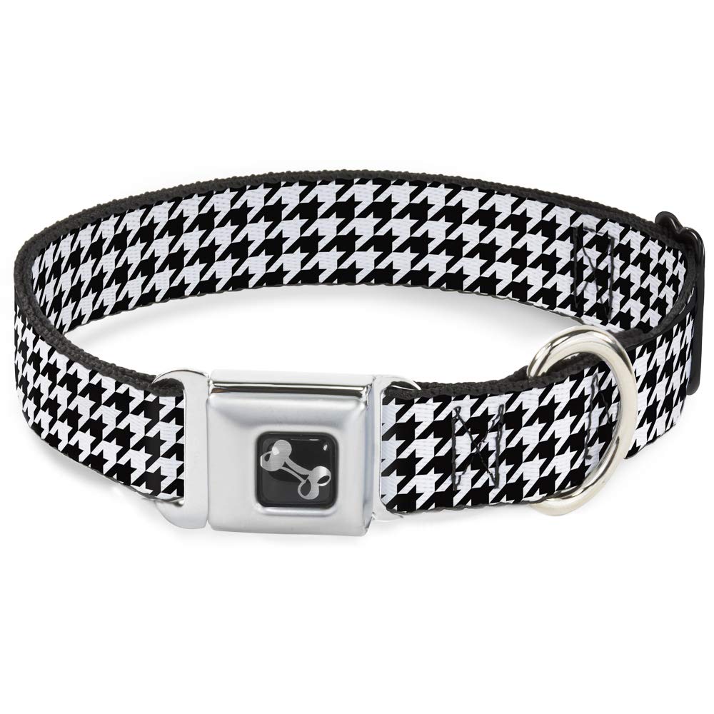 Collier de chien pied-de-poule de qualité supérieure Buckle Down avec boucle en os