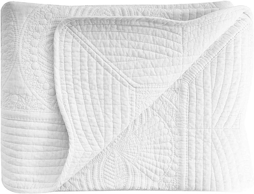 House White Baby Quilt, Cotton Embossed Baby Blanket,36x46inch
