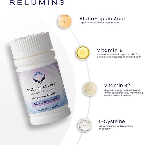 Miniatura 4 de relumins avanzado oral Glutathione Blanco, incremento Vitamina C Cápsulas – último conjunto de Blanqueamiento – Nuevo y mejorado ahora con rosa