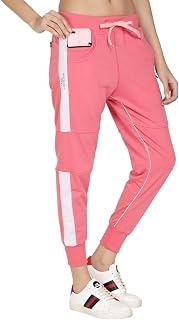 UZARUS Women's Cotton Slim Fit Joggers Track Pants with 2 Zippered Pockets Price In India