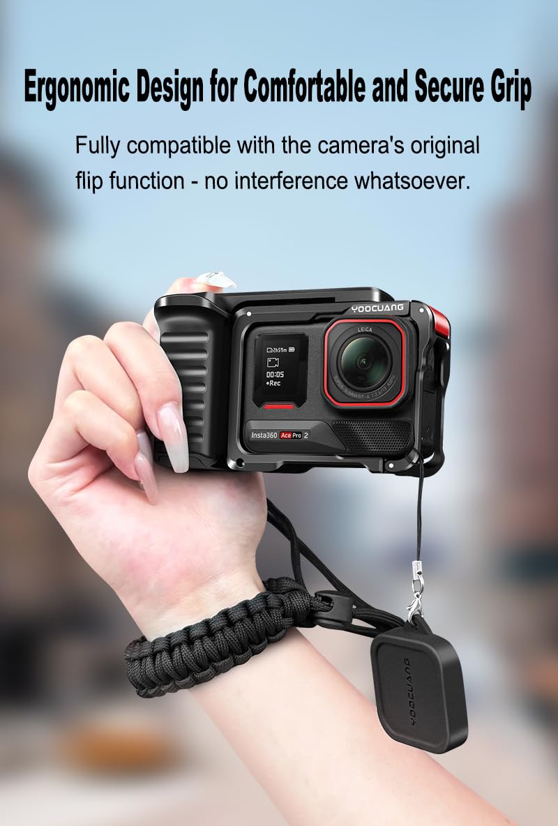 Uchwyt boczny aparatu Xplorer Grip Kit do Insta.360 Ace Pro 2/Ace Pro/Ace, klatka aparatu z interfejsem zimnej stopki i migawką, uchwyt boczny aparatu z interfejsem śrubowym 1/4 (3)