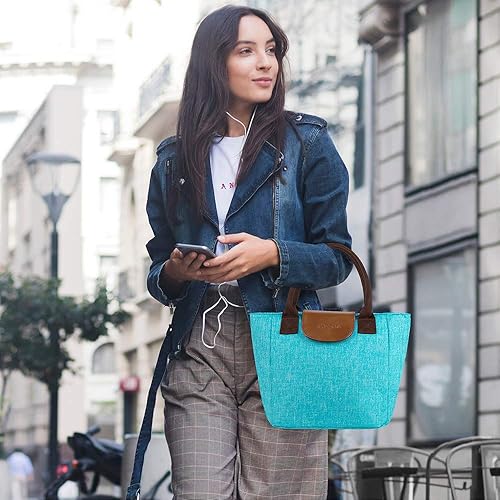 Miniatura 4 de Opux Bolsa de almuerzo con aislante térmico para mujer y niña, bolsa térmica para almuerzo bolsa lonchera hielera reutilizable suave para escuela,