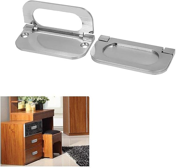 3Pcs 3/ 75mm Hidden Recessed Type Handle, Door Pull of Zinc Alloy Satin Nickel Flush for Sliding Doors Cabinets Drawer