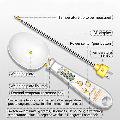 Miniatura 5 de 2 en 1 Báscula electrónica de cocina LCD Medición digital de harina de alimentos Escala de cuchara digital Mini herramienta de cocina para alimentos