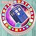 Cannellio Cakes Topper per Torta pretagliato commestibile glassa Grande – 19,1 cm Rotondo con Bordo di Compleanno, Dr Who Tardis