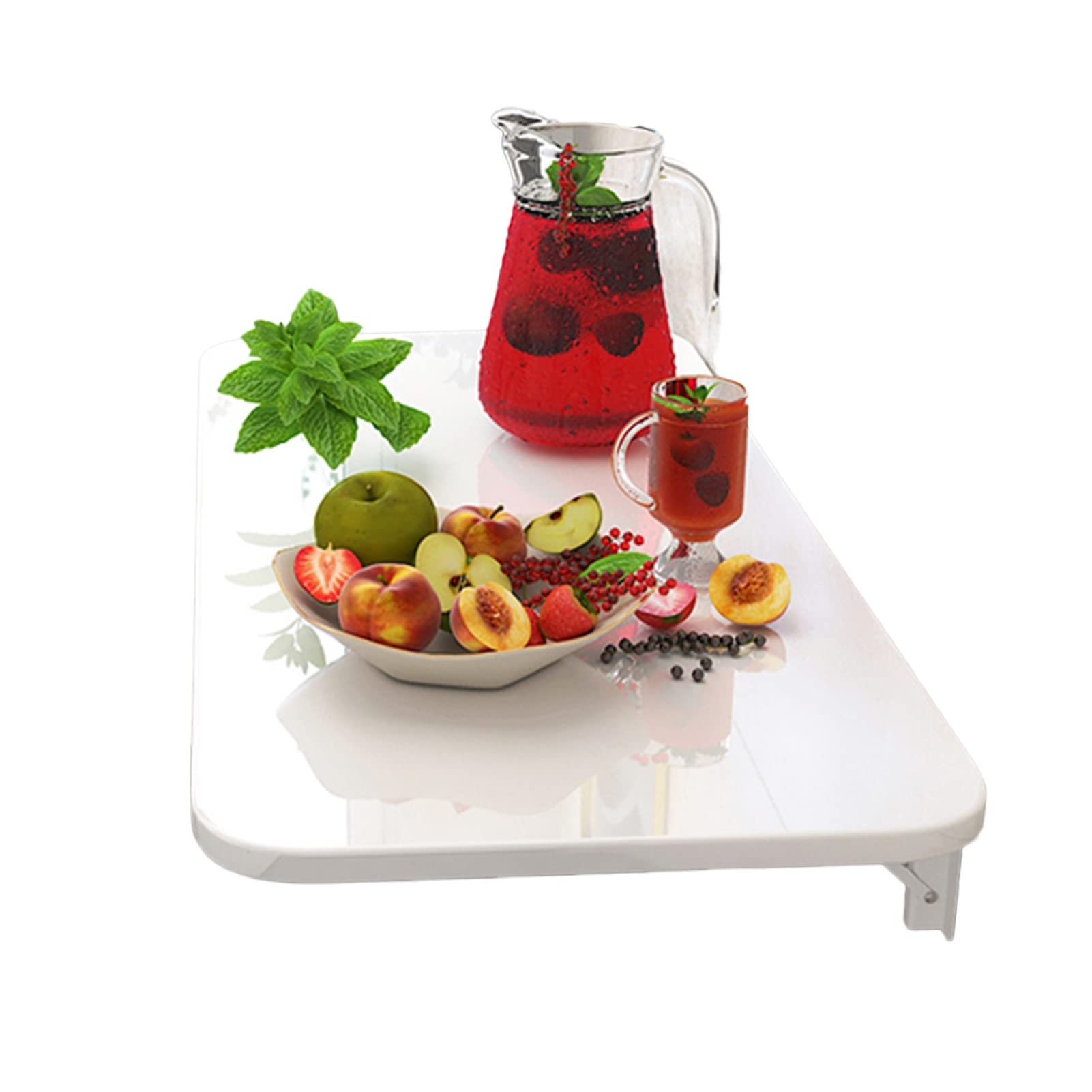 Table pliante murale blanche en bois laqué 80x30 cm avec support