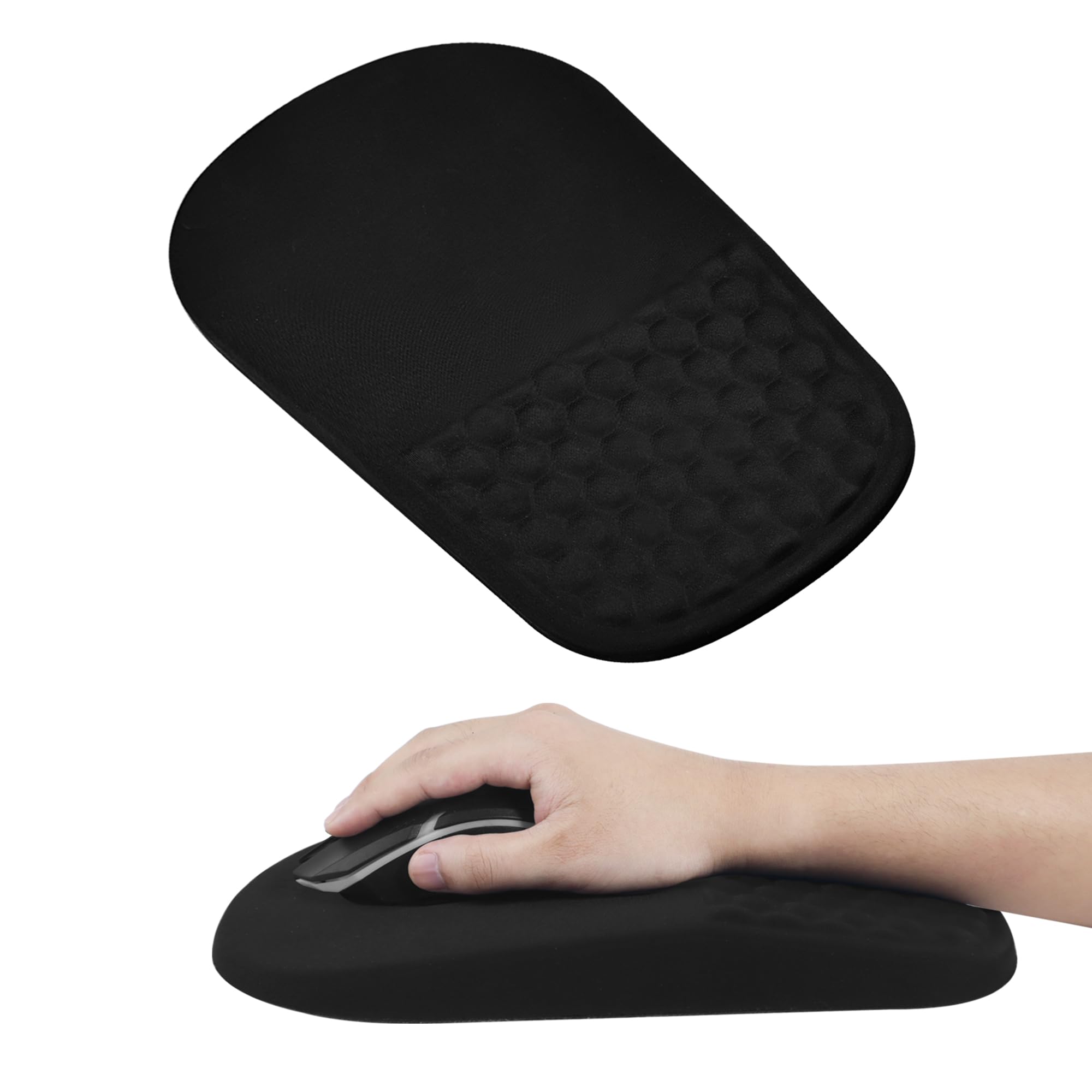 Ergonomic Mouse Pad with Wrist Support Comfortable Memory Foam Mousepad with Massage Design and Non-Slip PU Base Wrist