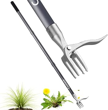 52 Weed Puller with Long Handle Stand-up Hand Weeder Manual Weeding Tool with Stainless Steel Claw for Garden/Yard/Lawn, Weed Remove Without Bending or Kneeling