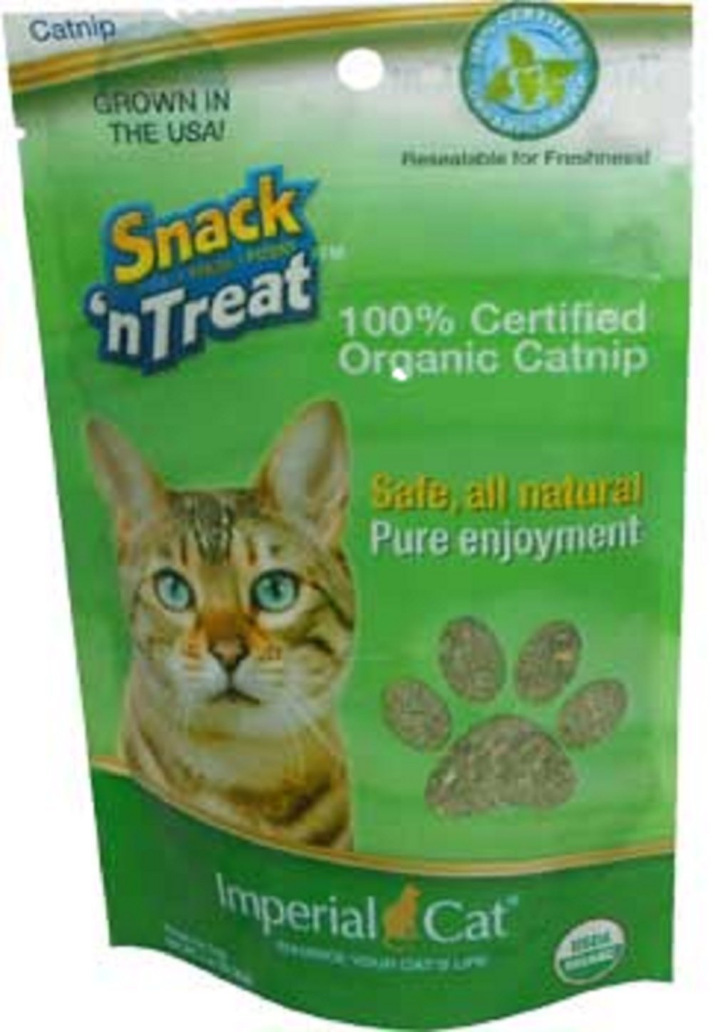 Set of 2 Pack 1 Ounce Imperial Cat 100% Certified Organic Catnip Safe, All Natural Pure Enjoyment Enhance Your Cat's Life