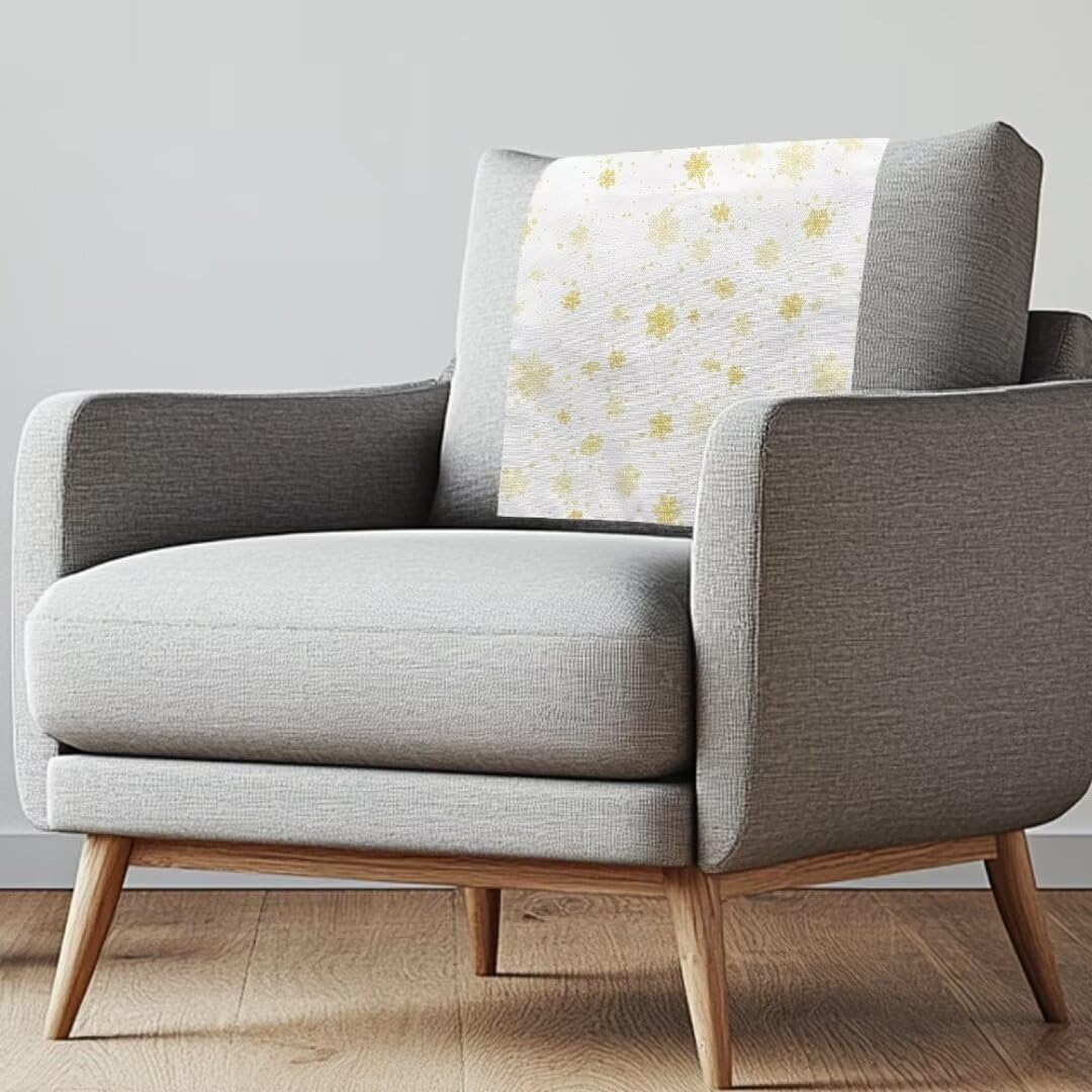 FUIALDOLG Yellow Snowflake Sofa Headrest Covers Headrest Cover for Recliner Chair Sofa Headrest Shield 1/2/3 Seater Sofa Headrest Slipcovers for Home Celebration, Ceremony and Home Decor
