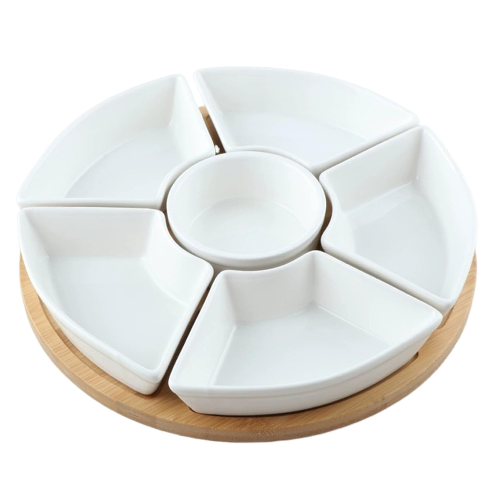 Serving Platters and Trays 360° Rotatable Divided Veggie Fruit Platter Removable Serving Trays for Party Ceramic Dishes for Chips and Dip, Fruit, Veggies, Snacks Platters and Tray