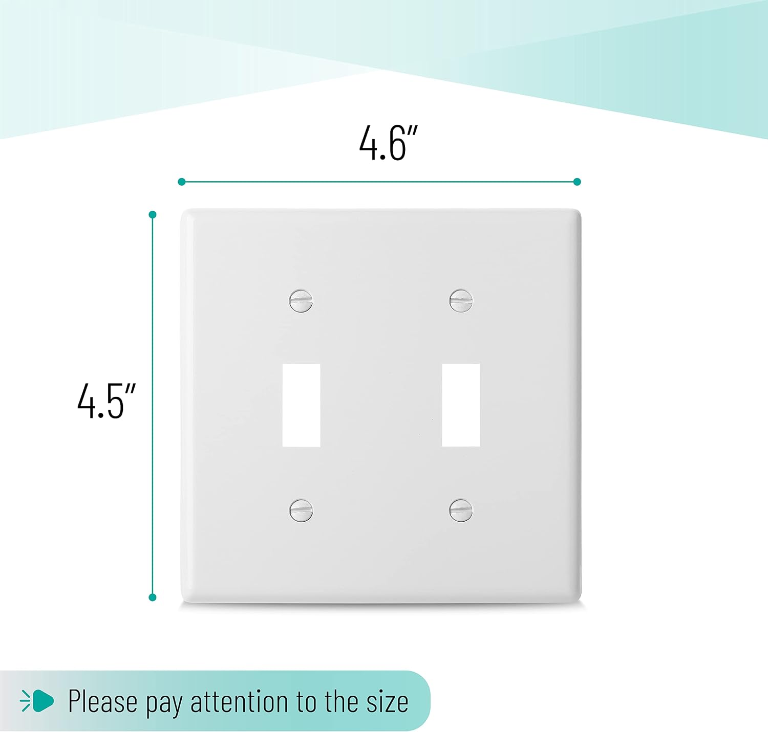 Bates- Double Light Switch Wall Plate, 4 Pack, White, Double Light Switch Cover, Double Switch Plate Covers, 2 Gang Light Switch Cover Plate, Light Switch Plates, Double Light Switch Plate.