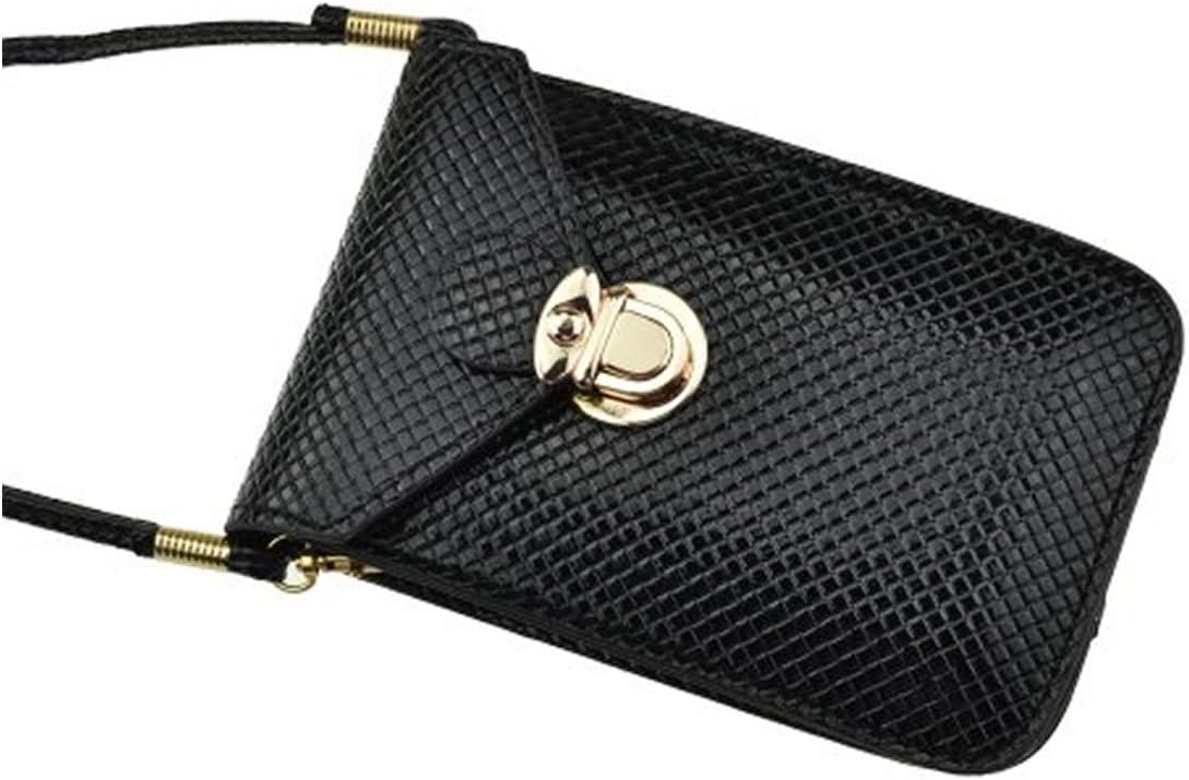 DStores® Compatible with Sasung LG Sony Apple Smartphones Under 5.5 inch Bag, Premium Mini Crossbody Shoulder PU Leather Cellphone Carrying Case Bag Pouch Purse - Black