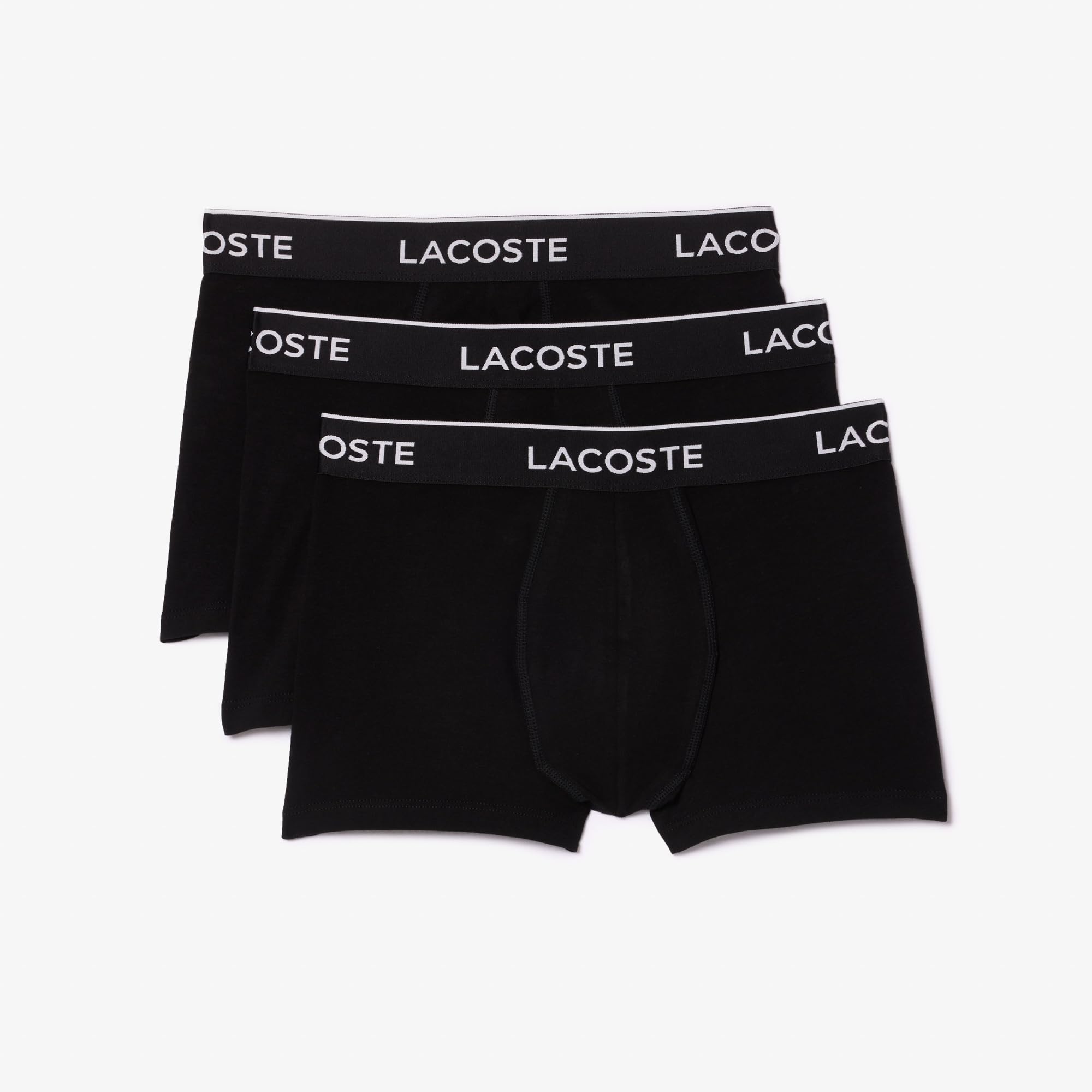 Lacoste mens Cotton Stretch Tricolor Waistband Trunks, 3-pack