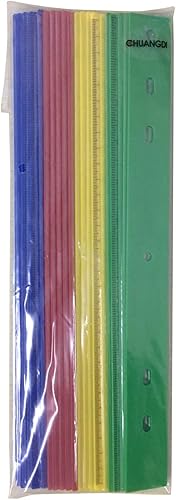Miniatura 8 de Chuangdi 20 reglas de 12 pulgadas, reglas coloridas de plástico a granel para niños, estudiantes, aula, escuela, oficina (colorido, 6 agujeros)