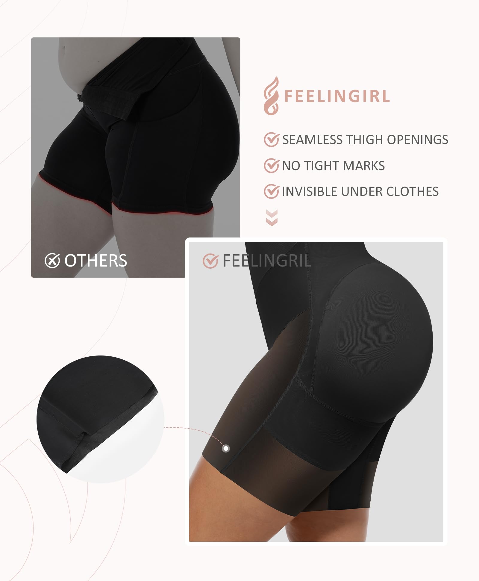 FeelinGirl Fajas Colombianas Moldeadoras Butt Lifting Shapewear Tummy Control Postpartum Faja Body Shaper with Zipper Crotch