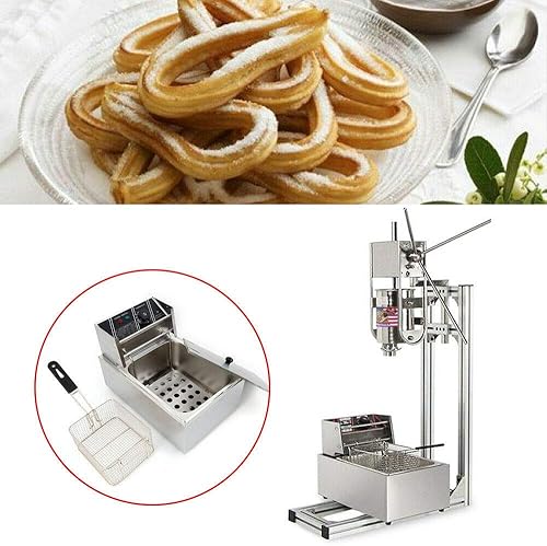 Miniatura 4 de Churro comercial máquina de acero inoxidable Churro Maker Home 3L tipo vertical manual español donuts máquina fabricante con 6L freidora eléctrica