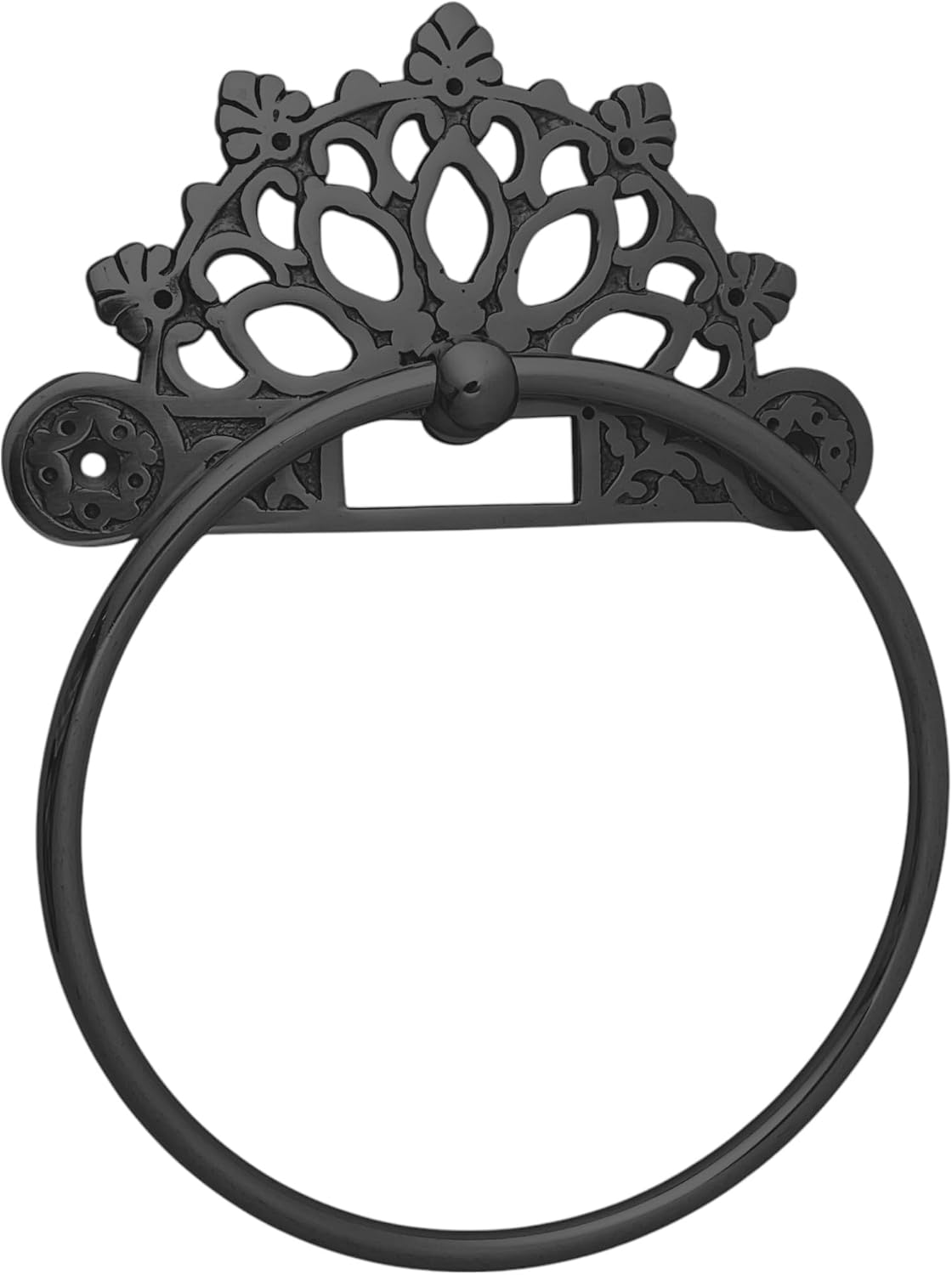 Victorian Towel Ring | Solid Brass | Black 6 inches | Hand Towel Hanger | Round Towel Holder for Bathroom, Toilet,Kitchen Accessories Handmade | Wall Mounted | Napkin Holder image 2