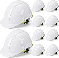 Vista 8 de 10 Pack Casco de ala completa, Casco de construcción blanco, Casco de seguridad HDPE con suspensión de trinquete ajustable de 6 puntos para hombres