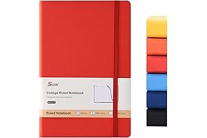 SUIN A5 Lined Hardcover Journal Notebook, Red