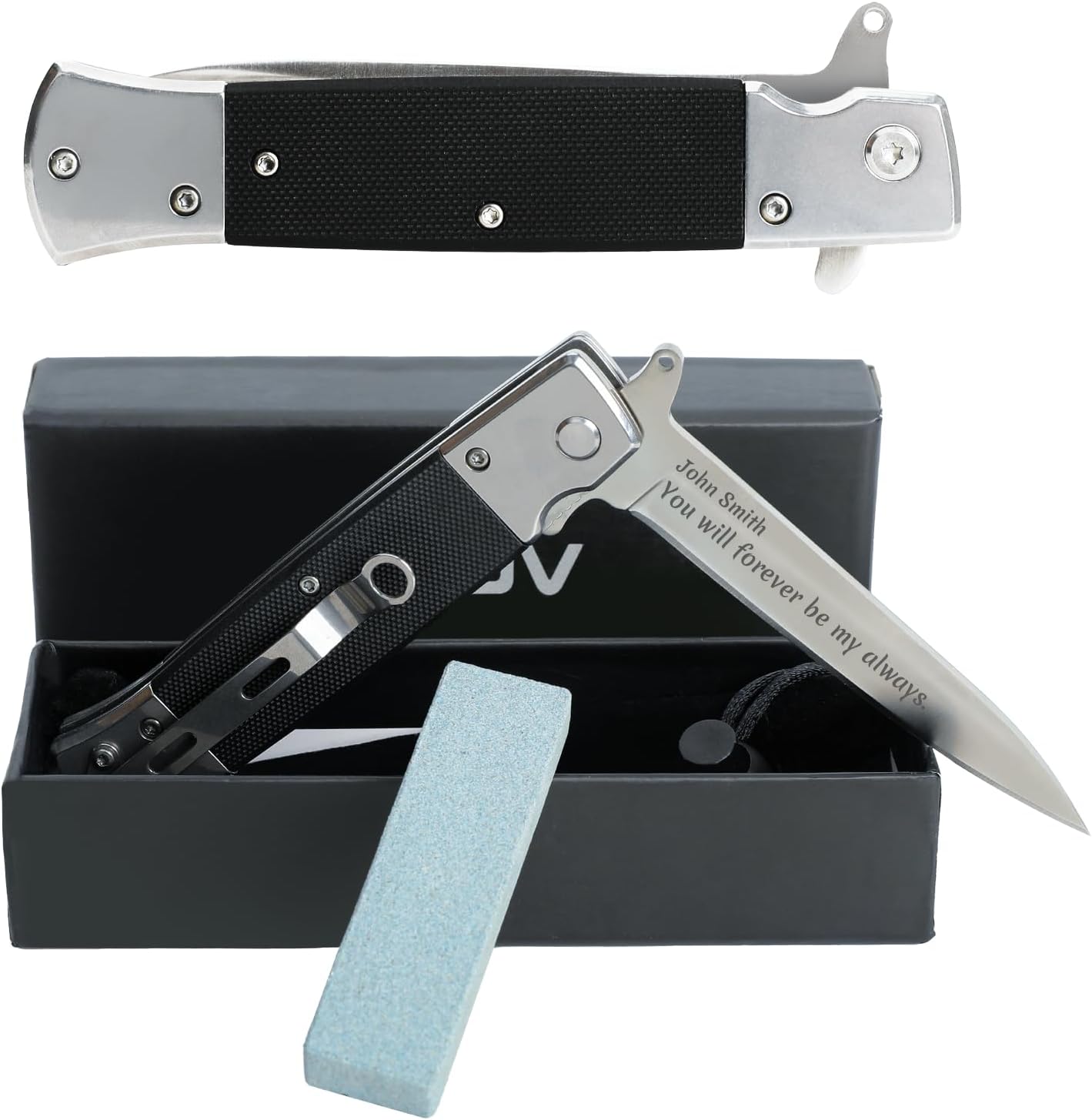 GVDV Folding Pocket Knife with G10 Handle, 7CR17 Stainless