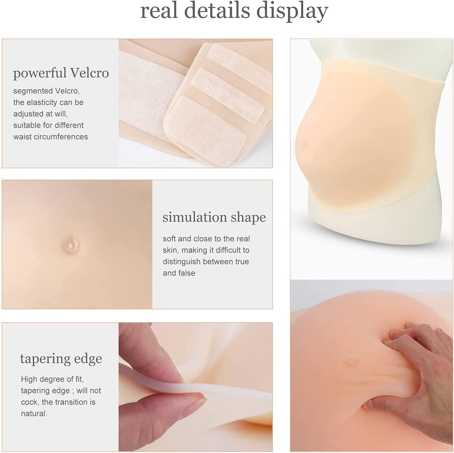 Fake Pregnancy Belly,Lifelike Skin Color Silicone Fake Baby Belly 3-10 Months,Artificial Bump Tummy Pregnant Belly,Great for Photography,Actor, Performance Prop,Cosplay,Spoof,8-10months