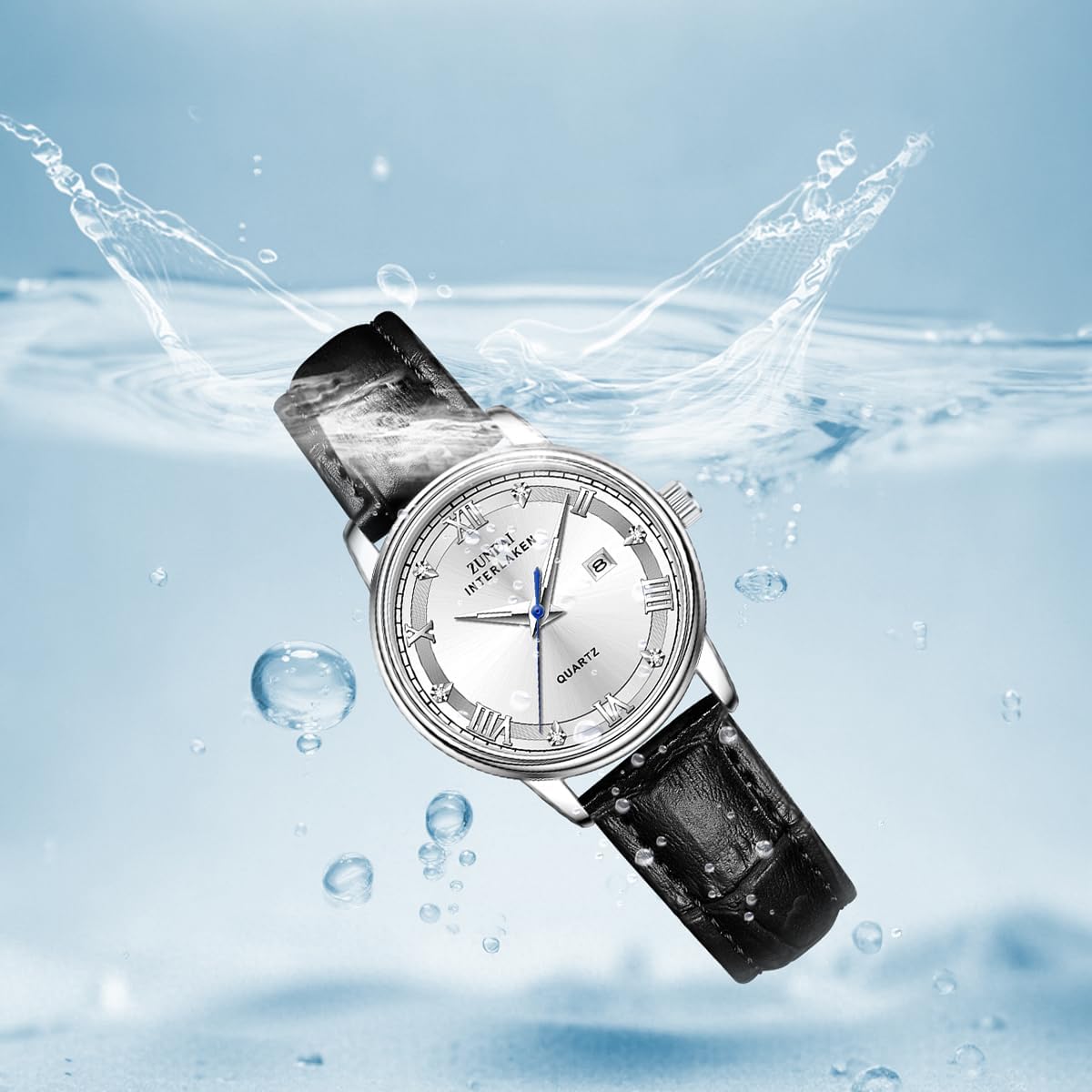 ZUNPAI Womens Watches Leather Strap with Date, Large Face Casual Watch for Women, Ladies Sport Waterproof Business Dress Analog Quartz Wrist Watches - Image 3