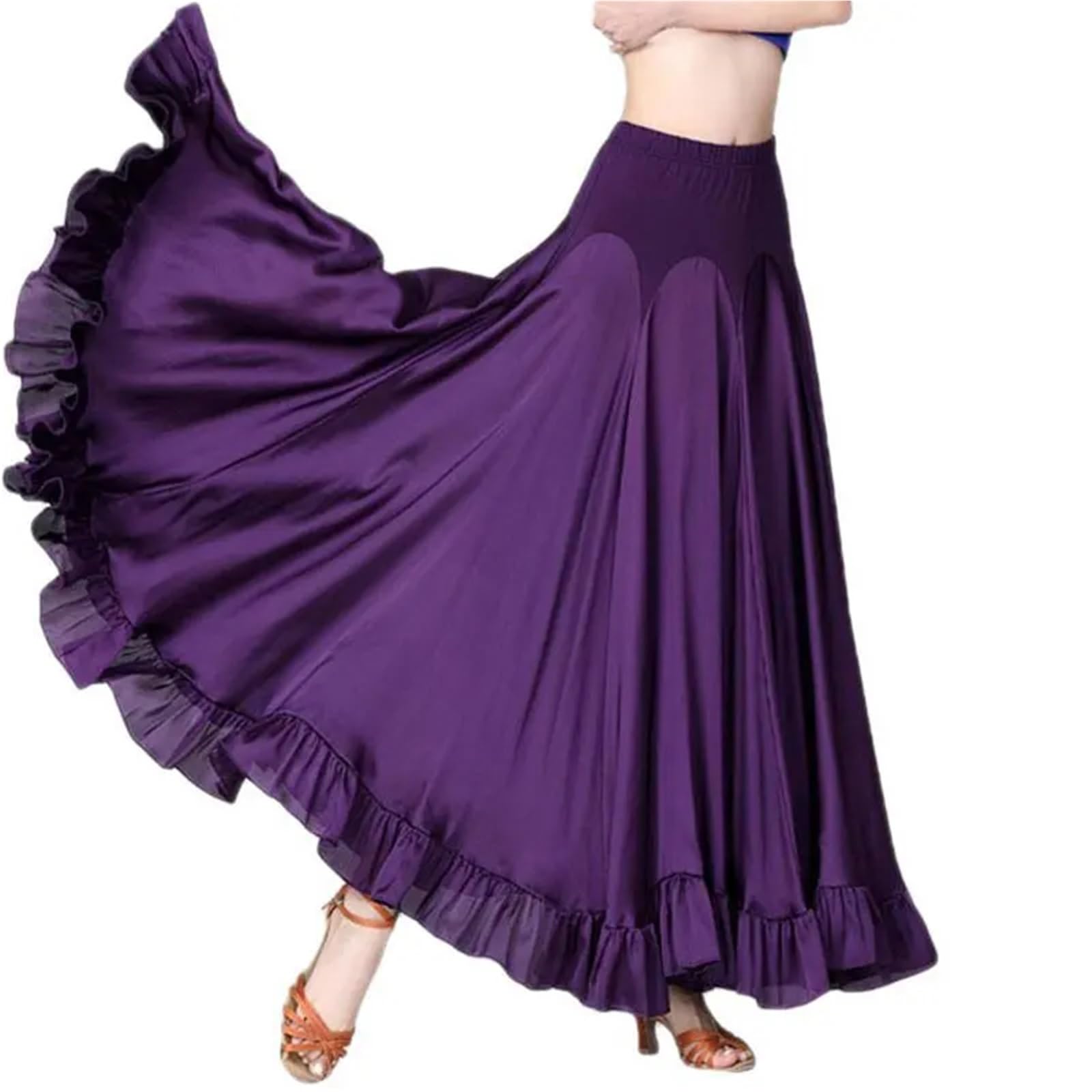 Jupe Flamenco Jupe Longue de Danse Moderne for Adulte, Costume de Danse Standard, Grande balançoire, Jupe de Salon Flamenco, vêtements de Valse