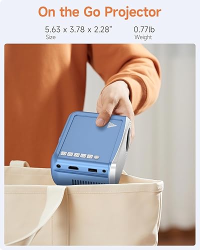 Miniatura 2 de Mini proyector para iPhone, proyector al aire libre con WiFi y Bluetooth, proyector de película al aire libre con altavoz, soporte HD 1080P, mini