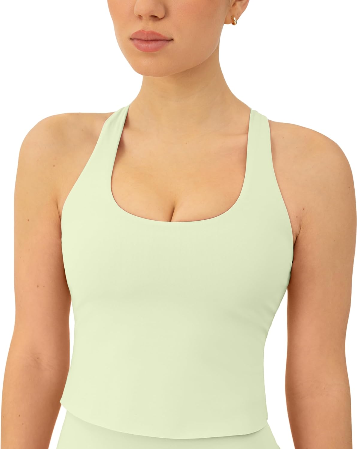 PAVOI ACTIVE Racerback Workout Tank Tops for Women Built in Bra - Medium Support Scoop Athletic Tank Top Shelf Bra, HiPerform