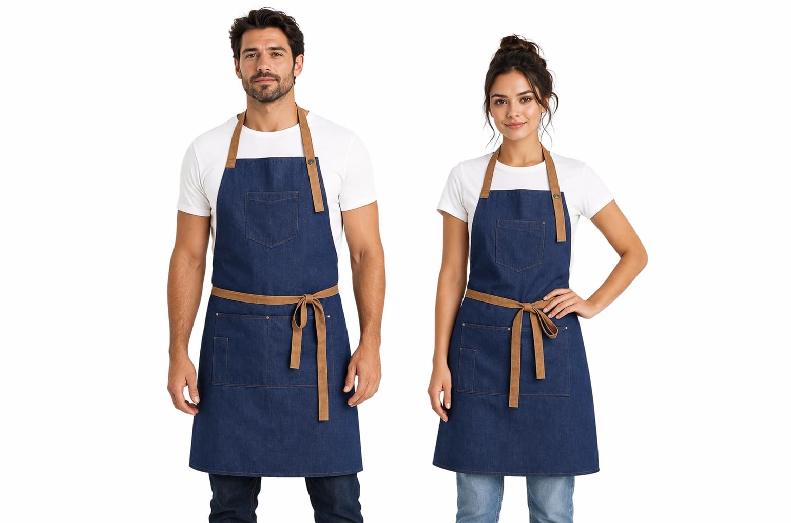 XChef 2 Delantales Vaqueros Unisex – Mandiles Resistentes para Hombre y Mujer, con Bolsillos – Ideales para Camarera, Cocinero o Restaurante – Regalo Personalizado Original y práctico