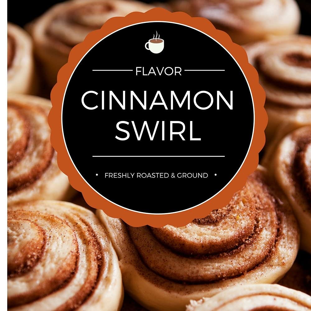 Stone Street Flavored Ground Coffee, Cinnamon Swirl, Freshly Roasted, 100% Colombian Arabica, Gourmet Coffee, Medium Roast, Sweet Cinnamon Roll Flavor, 1 LB
