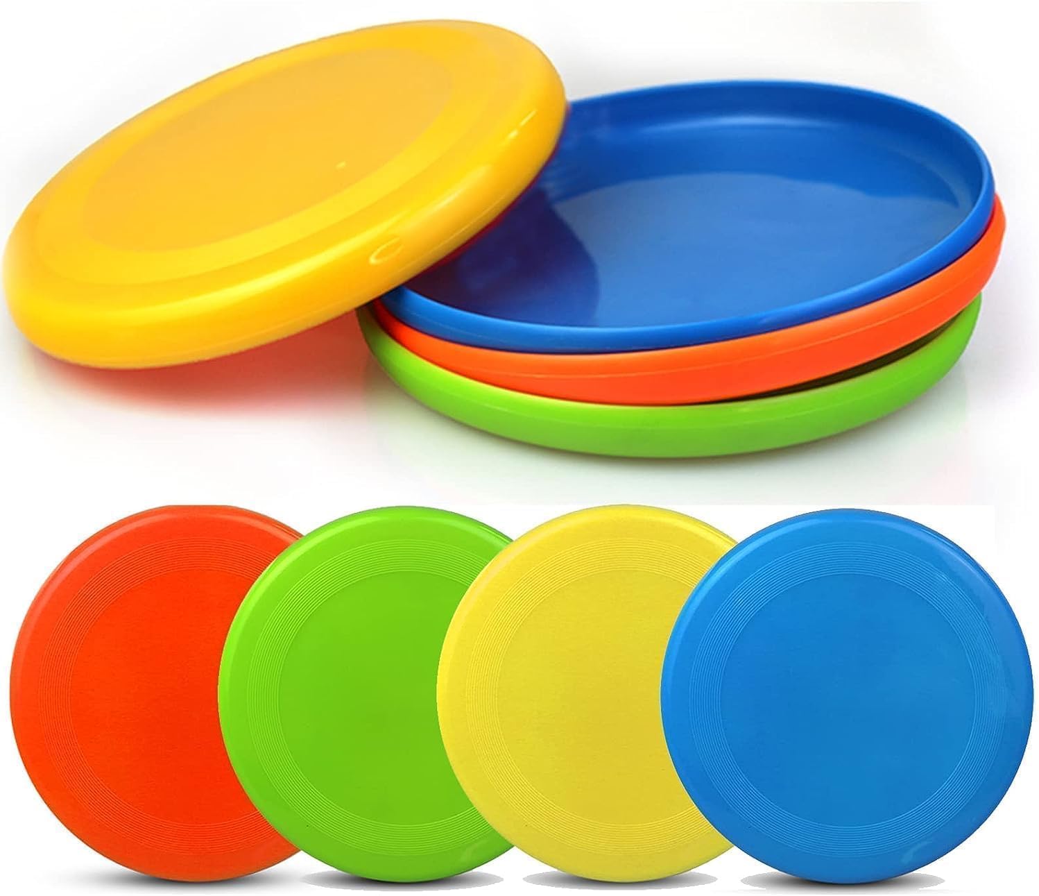Anzmtosn 8" Sport Flying Disc, Sand Pool Beach Toys Outdoor Games for Kids Ages 3-12-Yard,Toss Disc Toss and Catch Games for Family Game Boys Girls, Lawn Yard Flying Ring Gifts 8 PCS