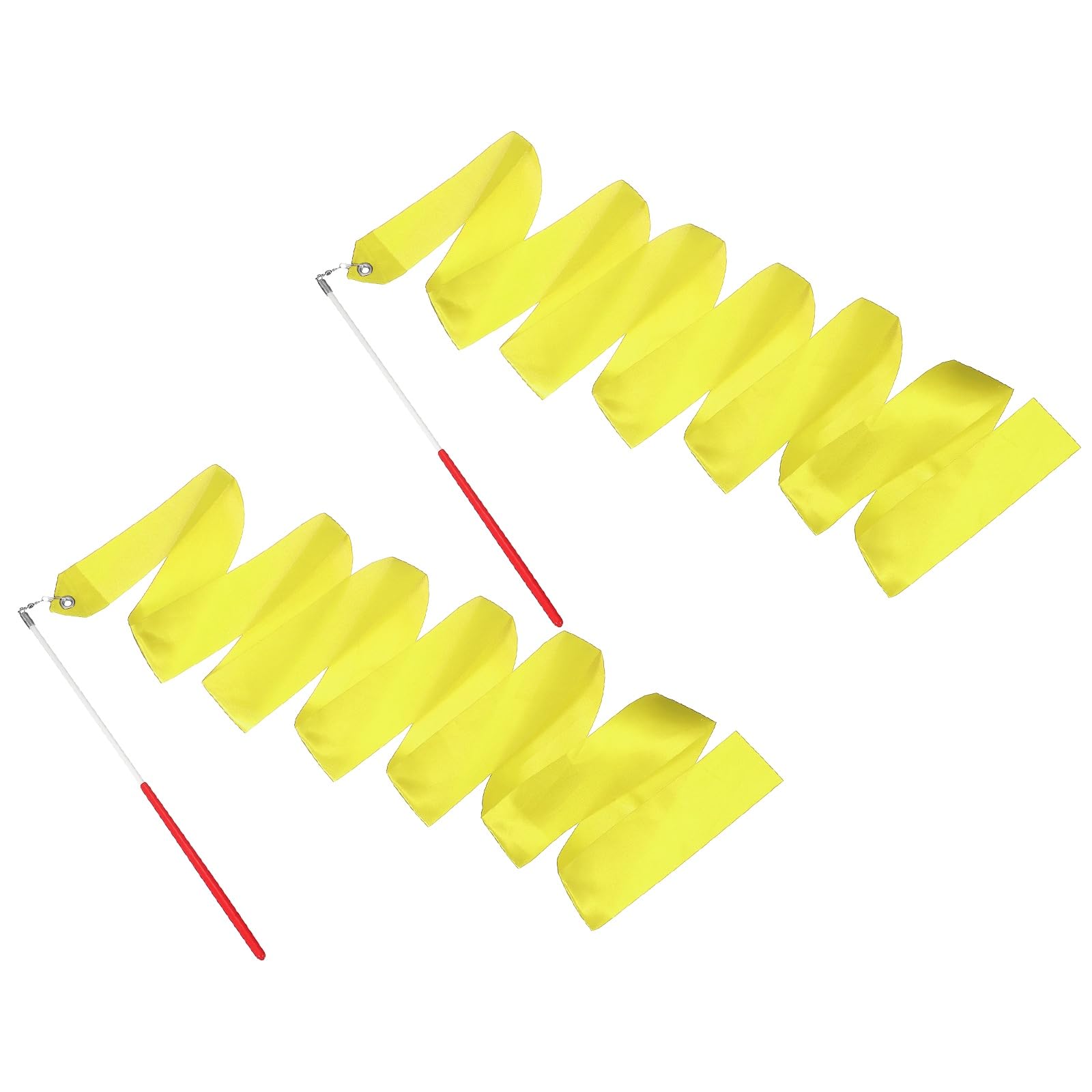 YELARXI 2 Pcs Dance Ribbons, 78.7" Gymnastics Ribbon Streamers, Rhythmic Dance Twirling Sticks with Non-Slip Red Wand -Fitting for (Gymnastics/Talent Shows/Artistic/Party) Yellow