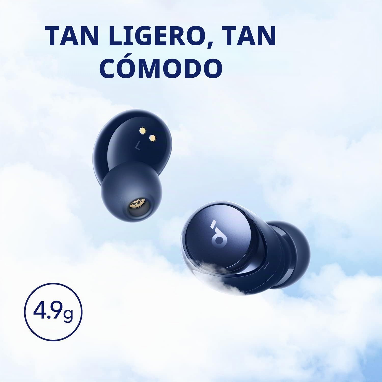 Soundcore by Anker Space A40 Auriculares Inalámbricos Bluetooth Cancelación Ruido Activa Adaptativo, 50H Reproducción Total, Hi-Res Sonido LDAC, Ajuste Cómodo, 6 Mics, Carga inalámbrica, Carga rápida