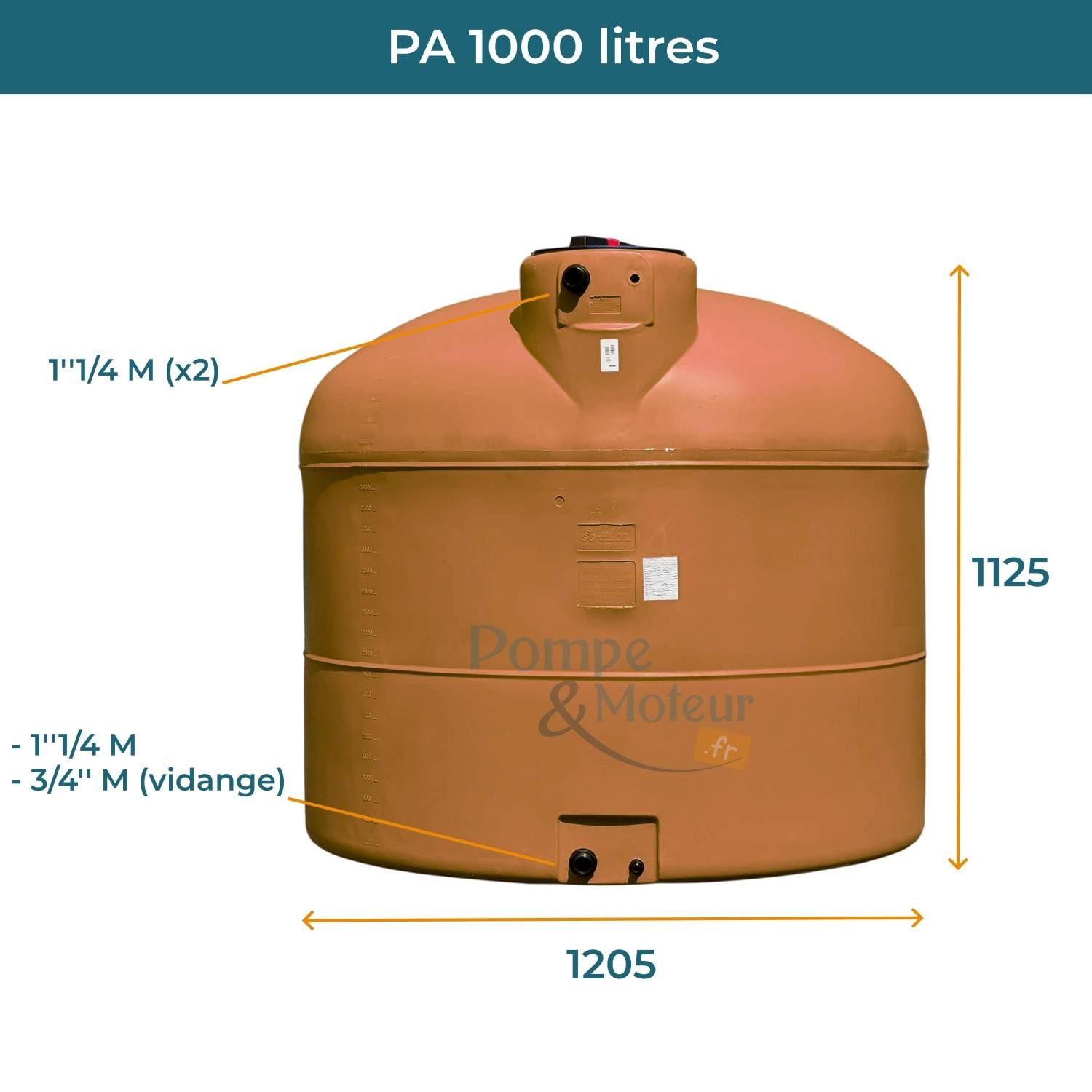 ELBI Serbatoio 1000l Aereo Di Recupero Acqua - Serbatoio Cilindrico Terracotta Pa1000