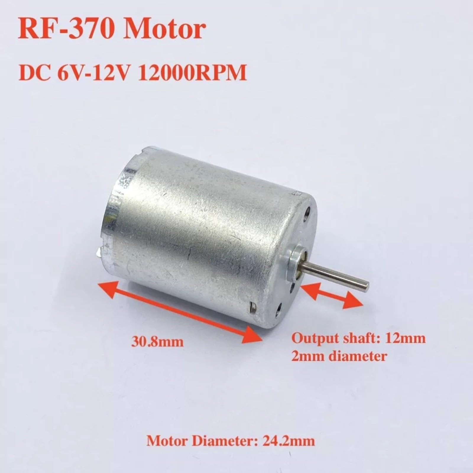 RK-370CA-20165 Elektromotor – DC 6-12V, 13.000 U/min, 24x31mm, 2mm Welle – Für Modelle & DIY