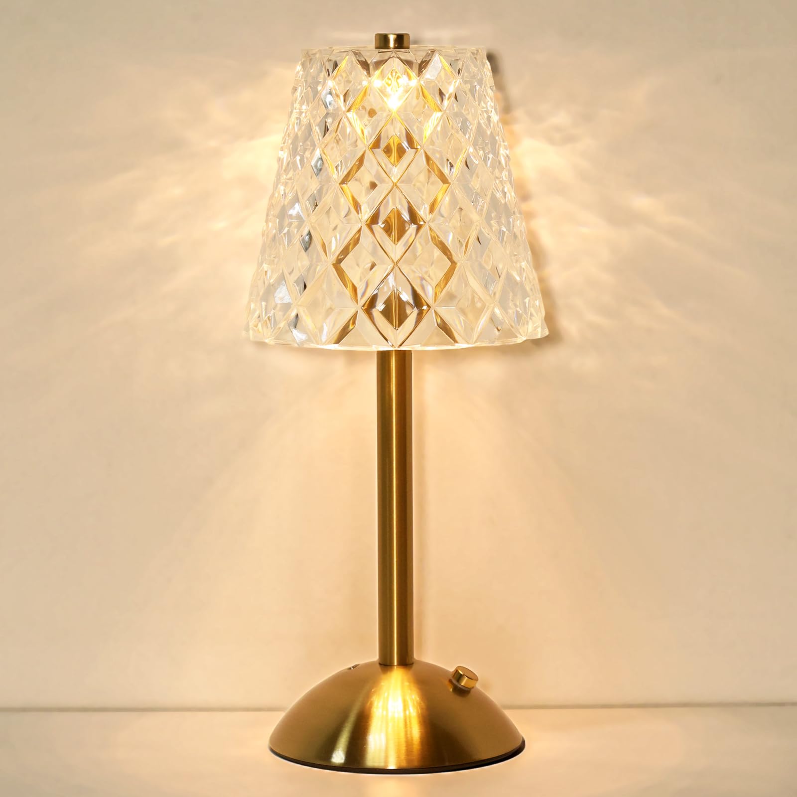 Starhot Rechargeable Table Lamp, Cordless Touch Control Lamp Battery Operated, 3 Color Modes Dimmable Gold Finish, USB-C Portable Reading Light (Glam, 1)